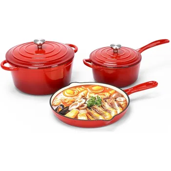 5-Piece Enameled Cast Iron Cookware Set – Nonstick & Durable 1
