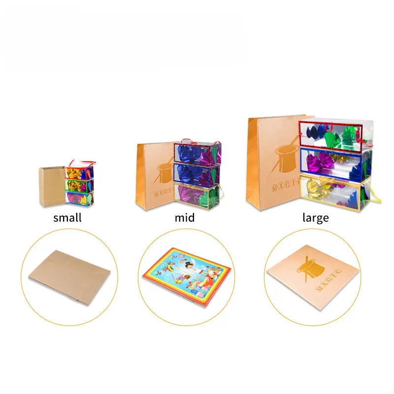 중간 꽃 상자 생산 드림 백 마술 트릭은 쉬운 액세서리 종이 빈 출력을 닫습니다.