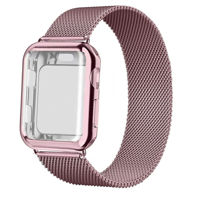 

Case+strap for Apple Watch Band 44mm 40mm 42mm 38mm 42 mm Metal Belt Watchband Milanese loop bracelet iWatch series 5 4 3 se 6