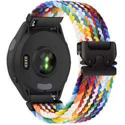 Premium Nylon Braided Loop Strap with Parachute Buckle - Soft and Durable Watchband - Forerunner 165 (Official rainbow)