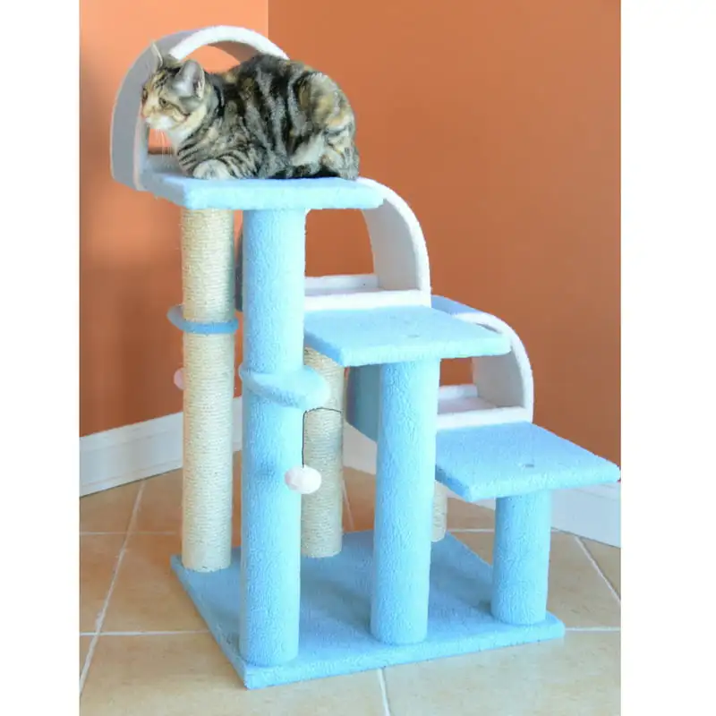 

real wood Cat Tree Model B3803, 38 inch Sky Blue