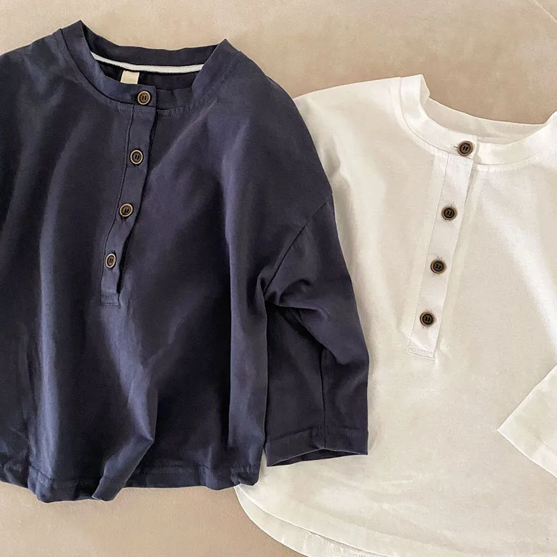 Cute Solid Color Kids Long Sleeved T Shirt