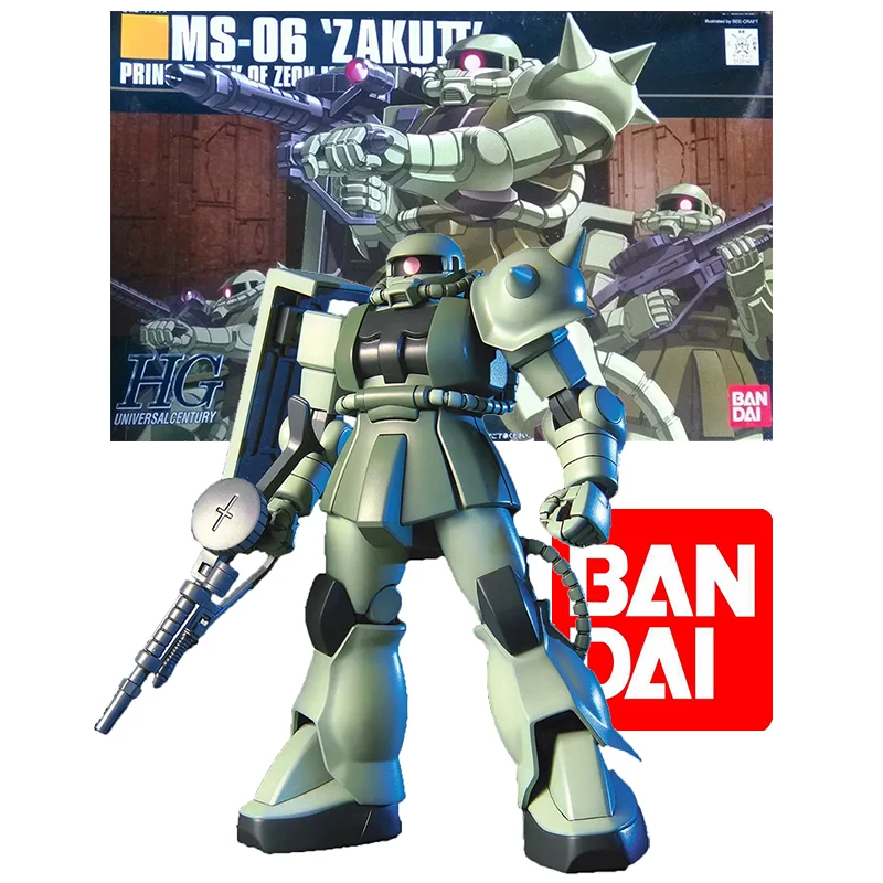 

Bandai оригинальный HGUC 1/144 MS-06 Zaku 2,0 Коллекционная аниме модель комплект мобильный костюм сборная игрушка фигурка орнамент Рождественский подарок