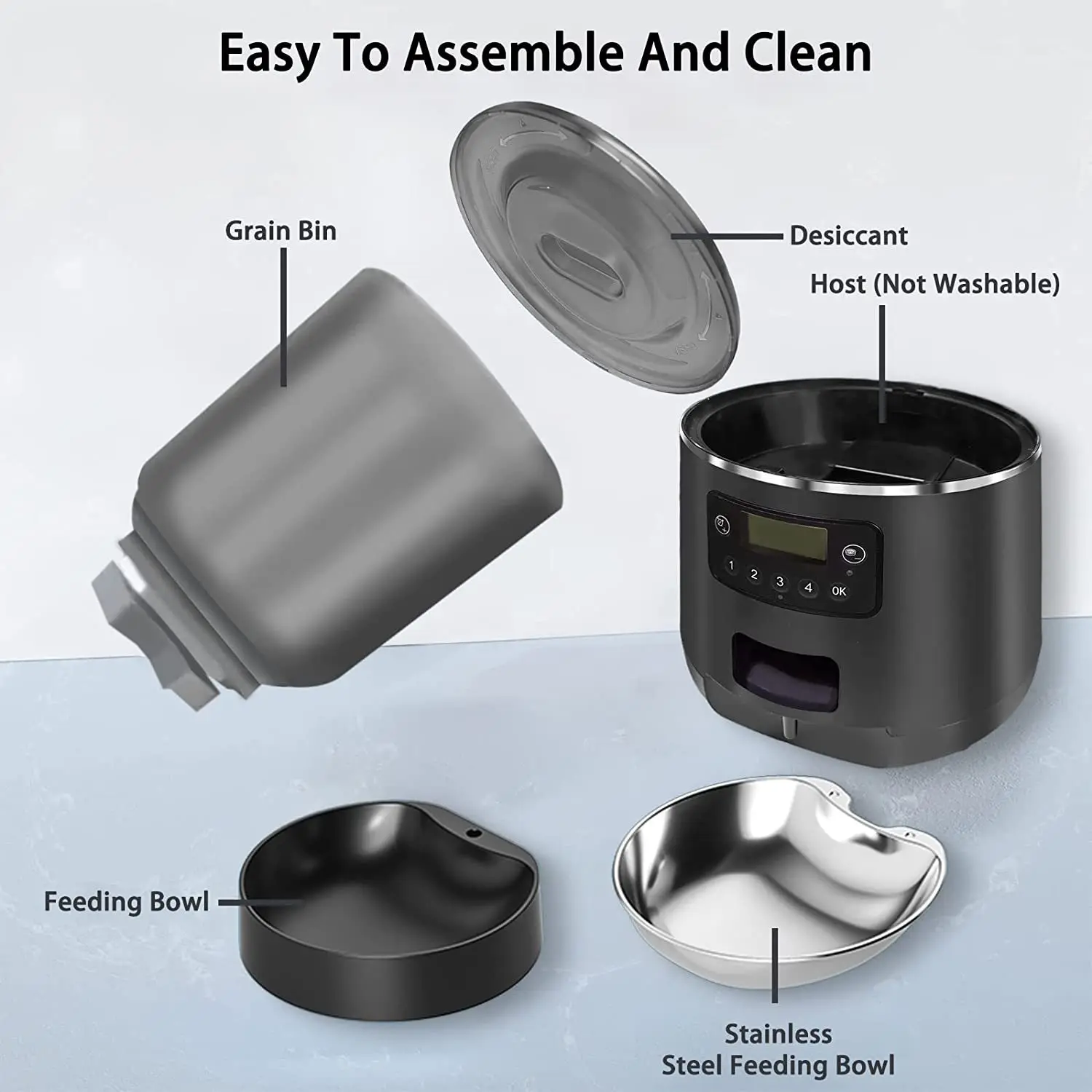 4L TuYa Wi-Fi Button Automatic Timmer Bowl Auto Feeder 4L Smart Pets Feeder Suitable for Small Cats and Dog Remote Feeding