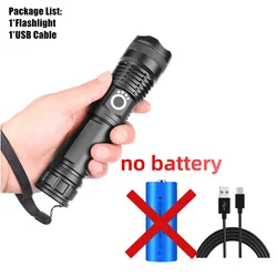 High - Power Rechargeable Zoomable LED Flashlight - Ultra - Bright, Waterproof, Multi - Mode (P50 no battery)