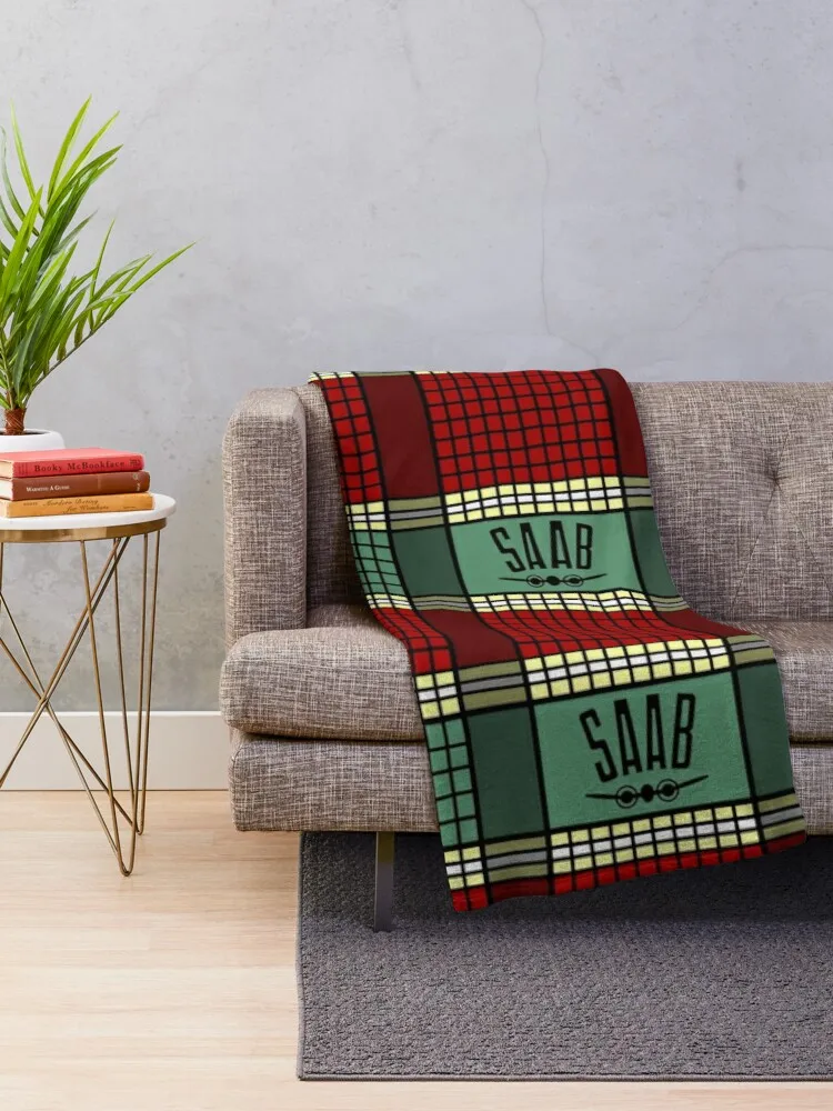 Saab Throwback Blanket Design in Classic Colors Throw Blanket Comfort Recieving Blankets Extra Large Blanket