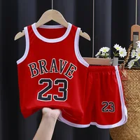 Ensemble de vêtements de sport d'été à séchage rapide pour enfants, vêtements de basket-ball sans manches pour bébés garçons 1