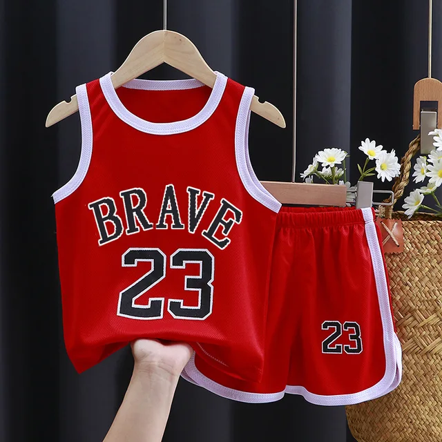Ensemble de vêtements de sport d'été à séchage rapide pour enfants, vêtements de basket-ball sans manches pour bébés garçons 1