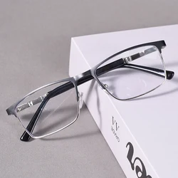 Men's Blue Light Blocking Reading Glasses with Double Color Metal Frame, HD Lenses - +275 (Black)