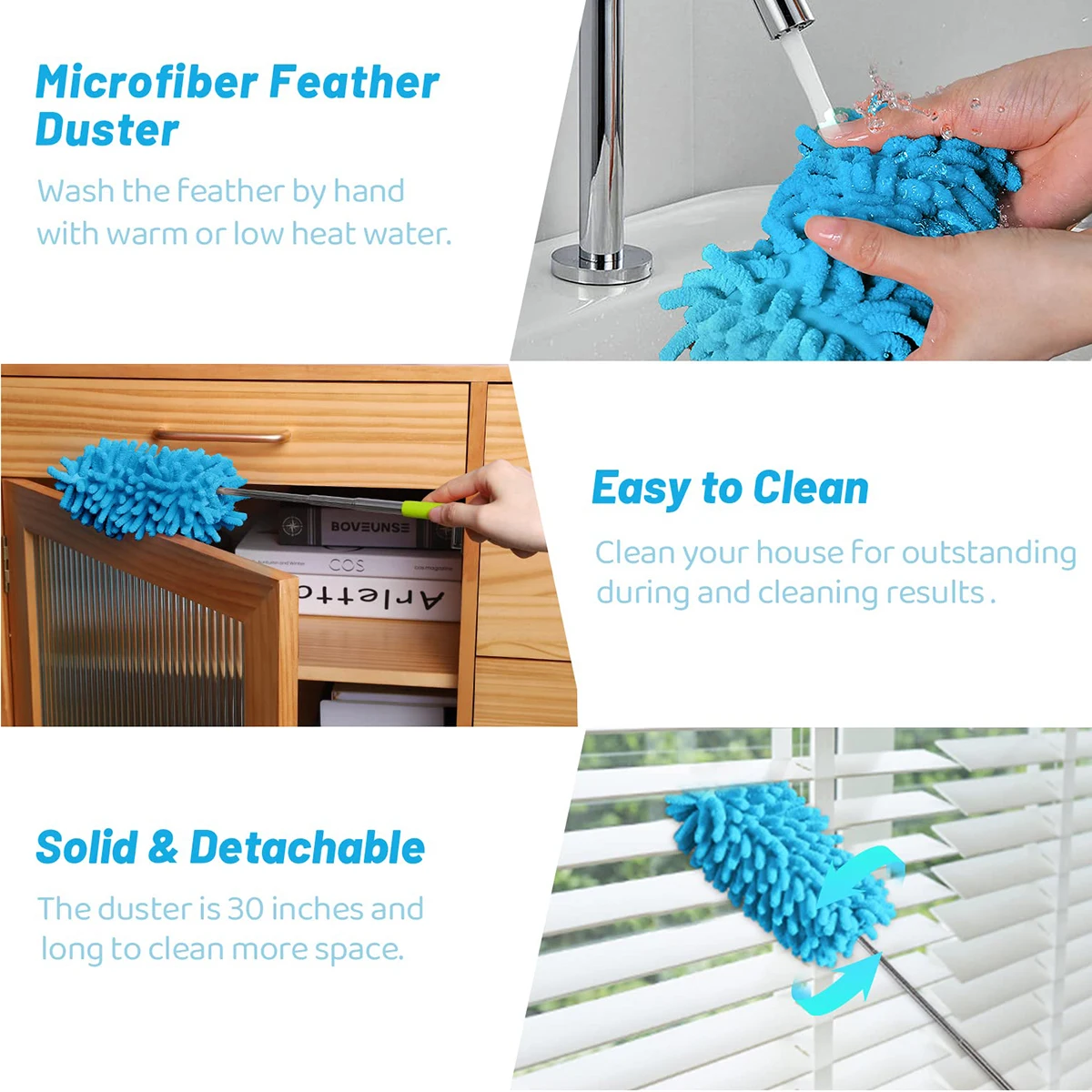 Extendable Microfiber Duster Soft Dust-Free Duster Feathers Living Room Kitchen and Car Cleaning 1PCS cleaning duster retractable duster microfiber duster brush telescopic duster brush microfiber dust brush telescopic dust brush telescopic dust remover feather duster