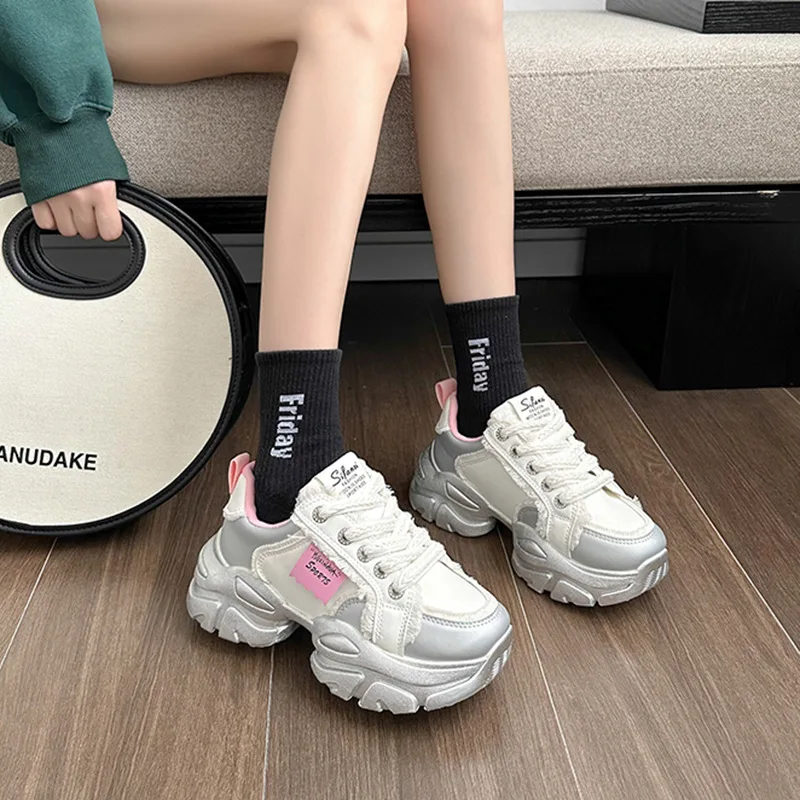 Dad's Shoes, Women's 2024 New Sponge Cake Shoes, Versatile and Fashionable Design, Small White Shoes, Casual Sports Shoes
