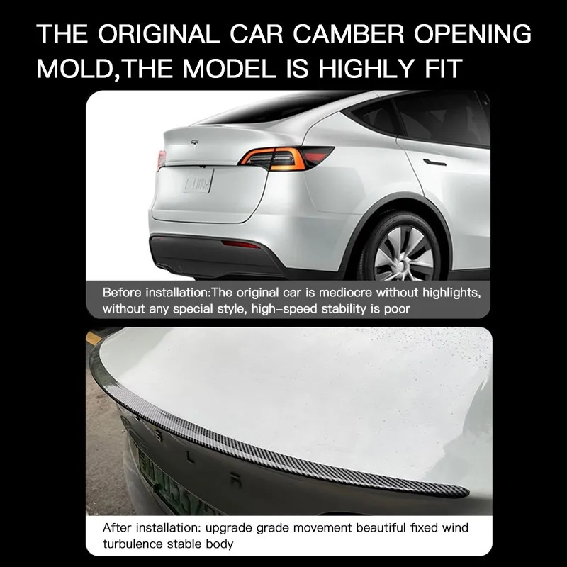 Per Tesla nuovo modello 3 + 2024 Highland Spoiler modello in fibra di carbonio ABS Model3 posteriore tronco ala per 2024 Tesla modello 3 accessori