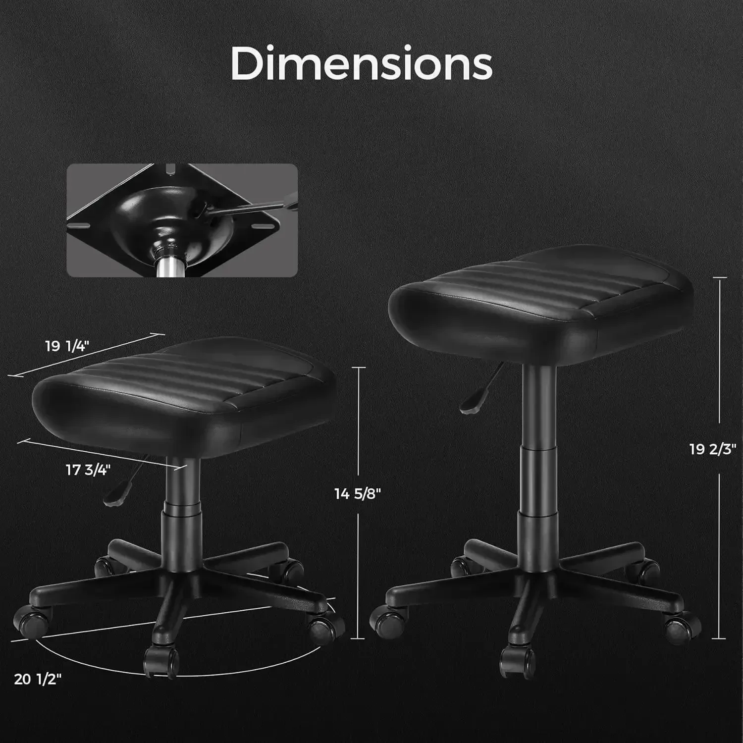 New2025-Multi-Use Stool,Gaming Foot Stool,Height Adjustable Swivel Rolling Stool Chair W Wheels,Ottoman Footrest Simple Meeting