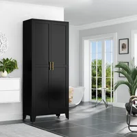Kitchen Pantry Storage Cabinet with Doors and Adjustable Shelves, Metal ClosetMaid Food Pantry Cabinets, Freestanding Cupboard 2
