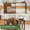 Rotating Writing Office Desk with Storage, Computer Desk with Wheels, Brown 2