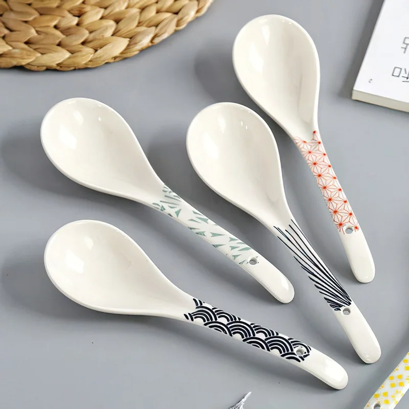 Japanese Ceramic Soup Spoon Porcelain Spoon Tableware Japanese
