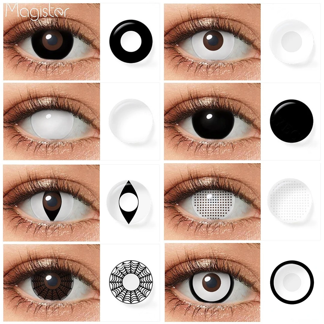 1pair Halloween Colored Lenses Anime Cosplay Lenses Yearly Color