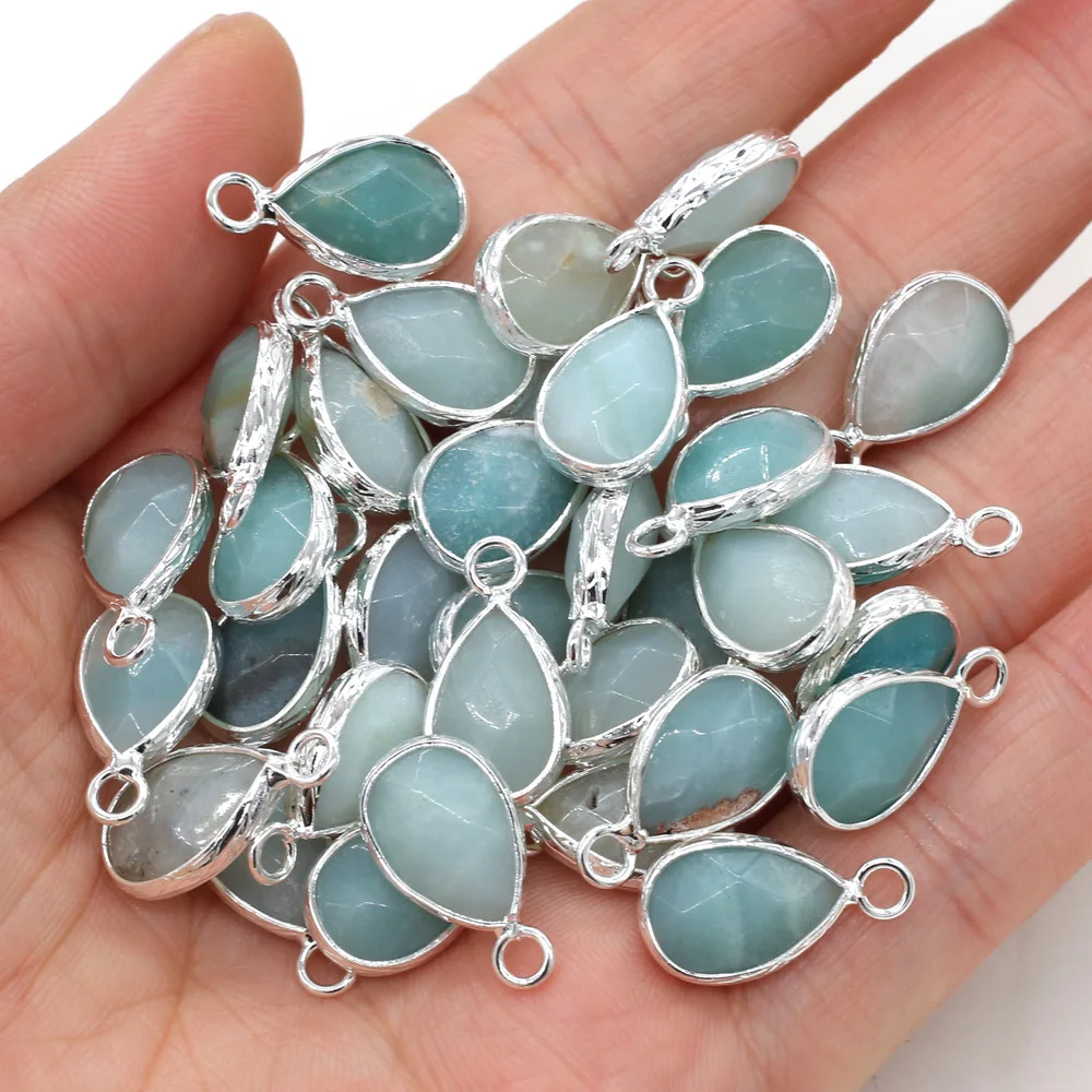 

2PC New Natural Water Drop Shape Faceted Blue Amazonites Pendants for Jewelry Making DIY Necklace Earrings Accessories