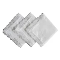 3Pcs 25x25cm 100% Cotton Women Lady Handkerchiefs White Color Embroidered Hankies Square Scarf DIY Painting 1