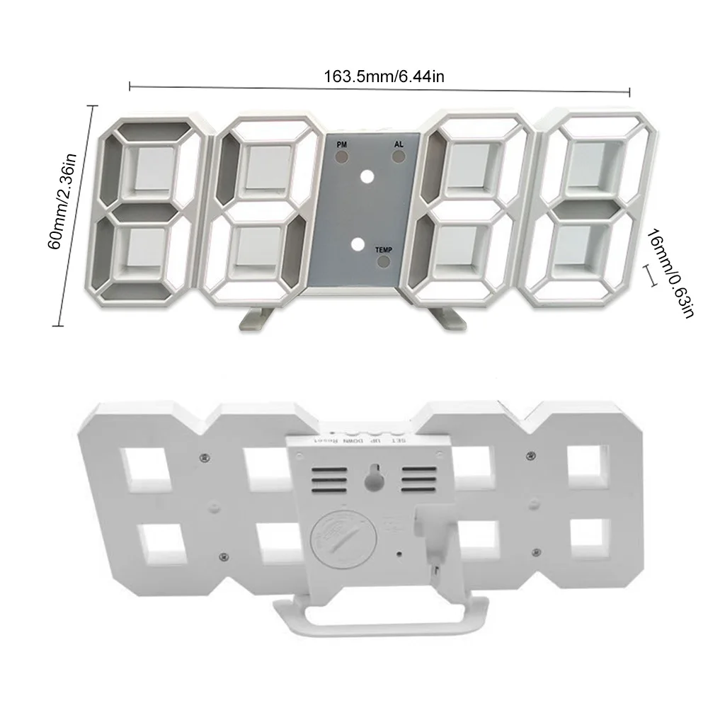 3D LED Digital Clock Wall Deco Glowing Night Mode Adjustable Electronic Table Clock Wall Decoration Living Room LED