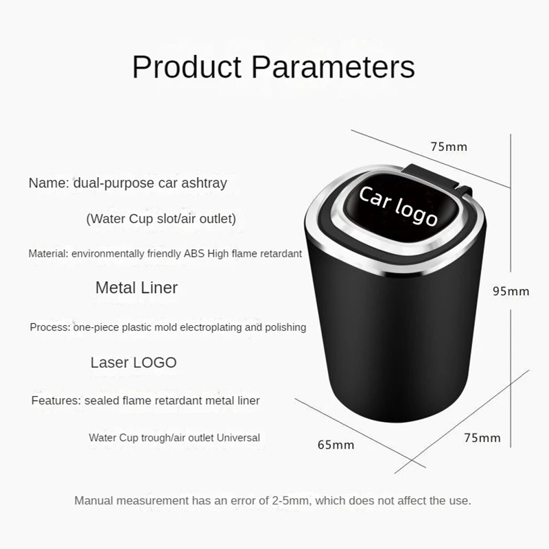 Car Ashtray Multi-functional creative inside the car with ashtray one button open cover with light general auto accessories