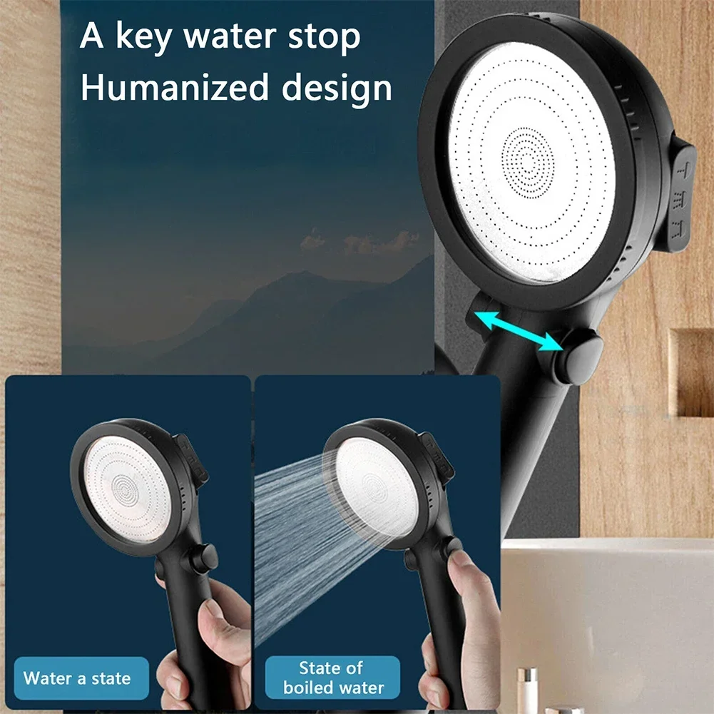 Shower Head Handheld Shower Head High Pressure Shower Head 3 Mode Large Handset Heads Water Saving Bathroom Nozzle Sprayer One-button Water-stop Shower Head