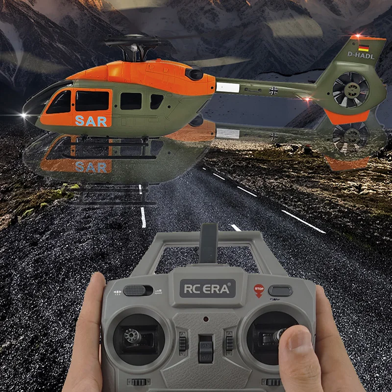L'hélicoptère RC ERA C190 en vol extérieur avec son rotor principal en action, offrant une expérience de vol stable et performante