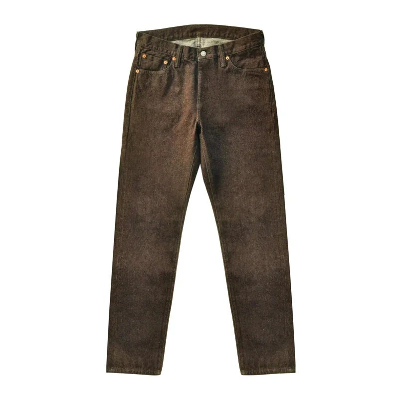 Saucezhan Men Jeans Brown Jeans Men Jeans Trousers  Selvedge Denim Jeans for Men Taper Fit Mens Jeans vintage 13.8 Oz 5