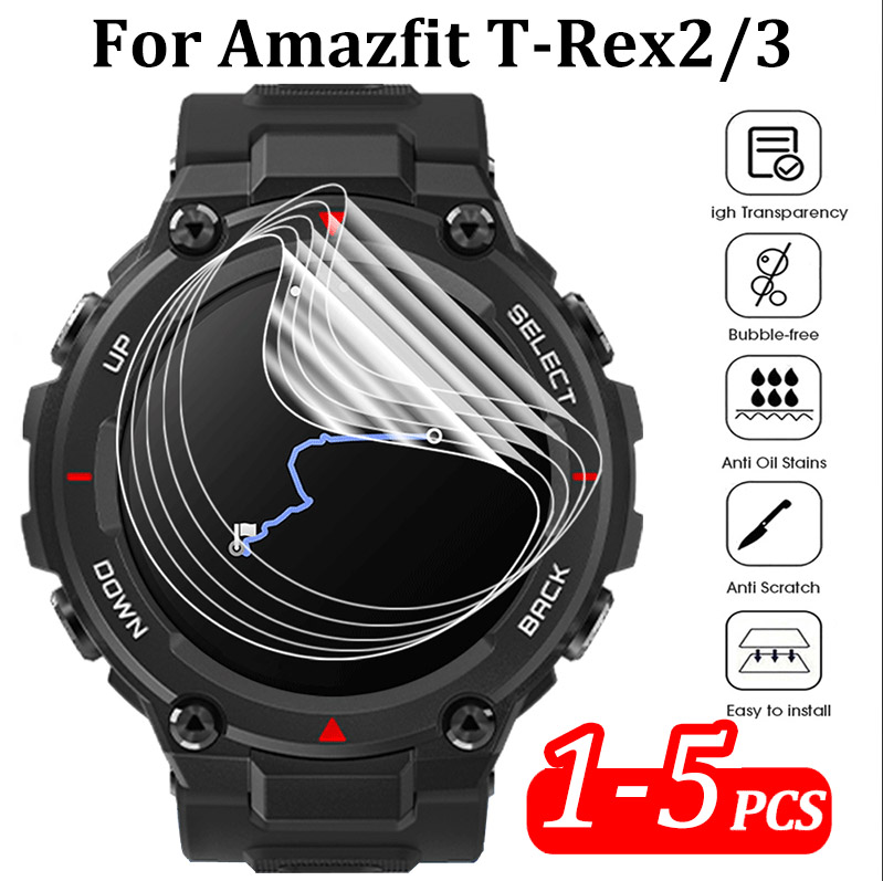 For Huami Amazfit T-Rex3/T-Rex 2/T-Rex Pro Smart Watch Screen Protector Soft Hydrogel Transparent Shockproof Film Not-Glass