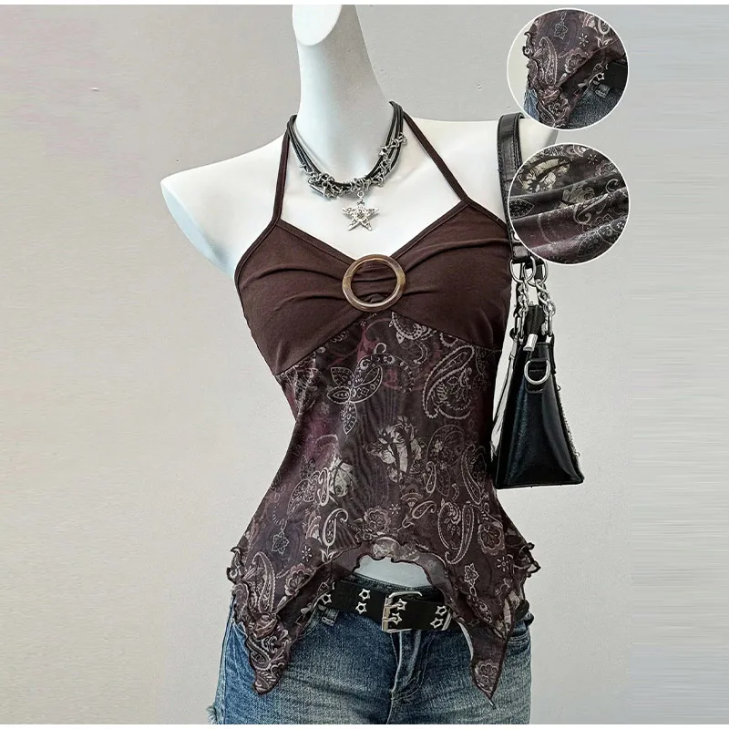 Pink Spicy Girl Sleeveless Mesh Splice Slim Fit Top - Elegant Commute Style
