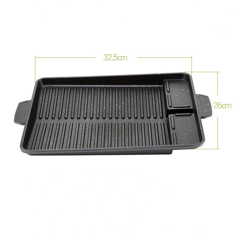Gas Stove Barbecue Stove Barbecue Grill BBQ Grill Pan Plate 32 X 26cm Portable Non-Stick Coating Butane Gas Stove Cooker Plate Rectangle Korean Barbecue