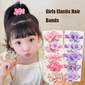 Fasce elastiche per capelli per neonate Accessori per capelli Fascia per fiori colorati Porta coda di cavallo per bambini Ornamenti per scrunchie Regalo