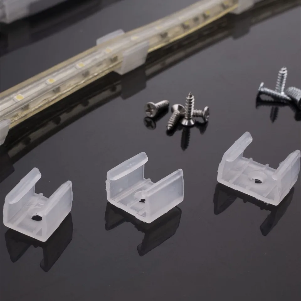 10 Clips Transparents Pour Fixation Bande LED / Guirlande Néon - Adhésifs, Sans Perçage, Pour Surfaces Lisses