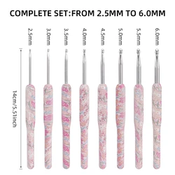 Ergonomic Crochet Hook Set with Case - Colorful Collection for Comfort & Creativity (A - 8Pcs - 1Set)