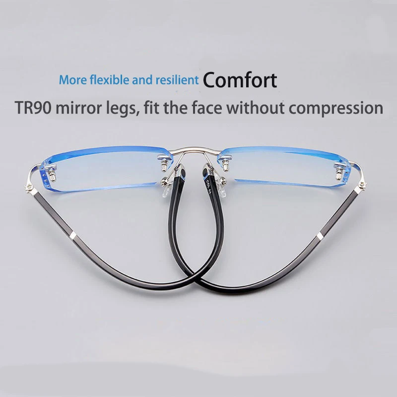 Shatar Frameless Diamond Cut Edge Reading Glasses For Men And Women Ultra LIght High-Definition Anti Blue Light Presbyopia 2