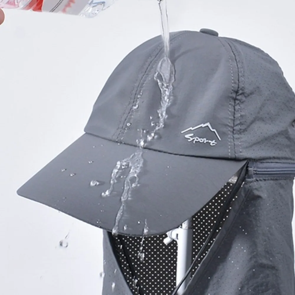 Breathable Wide Brim Sun Hat with Detachable Mesh Shawl