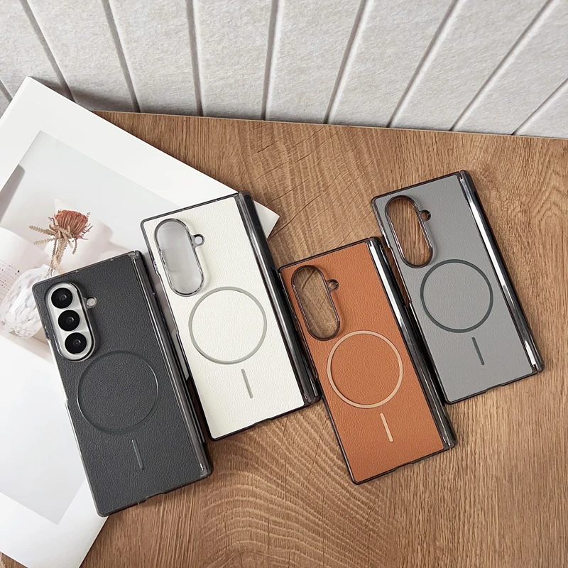 Premium Magnetic PU Leather Dropproof Case with Anti-Fingerprint Folding Cover for Samsung Galaxy Z Fold Series
