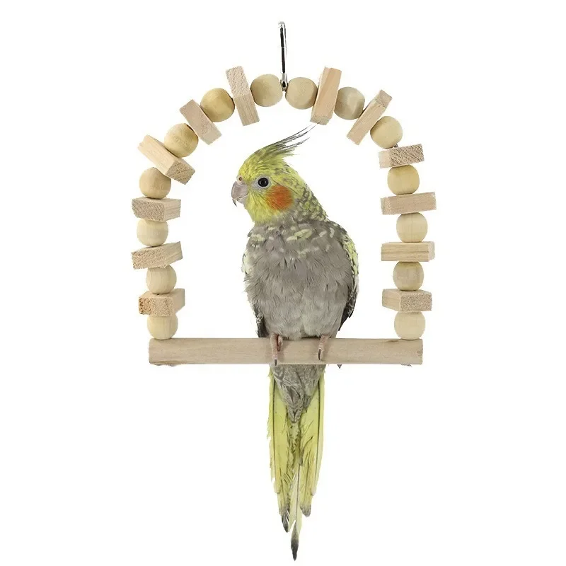 Parrot Toy Bird Toy Bird Swing Toy Bird Swing Wooden Parrot Swing Toy Bird Cage Stand Hanging Chewing Toys Training Toy For Parakeet Budgie Parrot