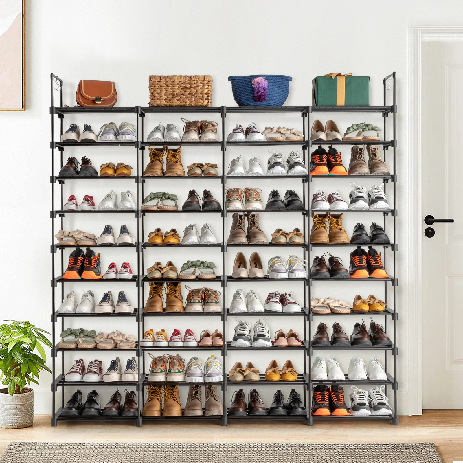 

10/9 Tiers Shoe Rack Storage Organizer Shoe Shelf Organizer for Entryway Holds 80 Pairs Shoe Stackable Shoe Cabinet Shoe Rack