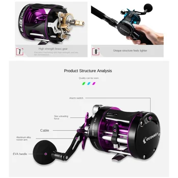 ECOODA Metal Drum Reel EBG50 Lightweight Bottom Fishing Reel Offshore Large Fishing Force Bass Torpedo Strong Reel 4