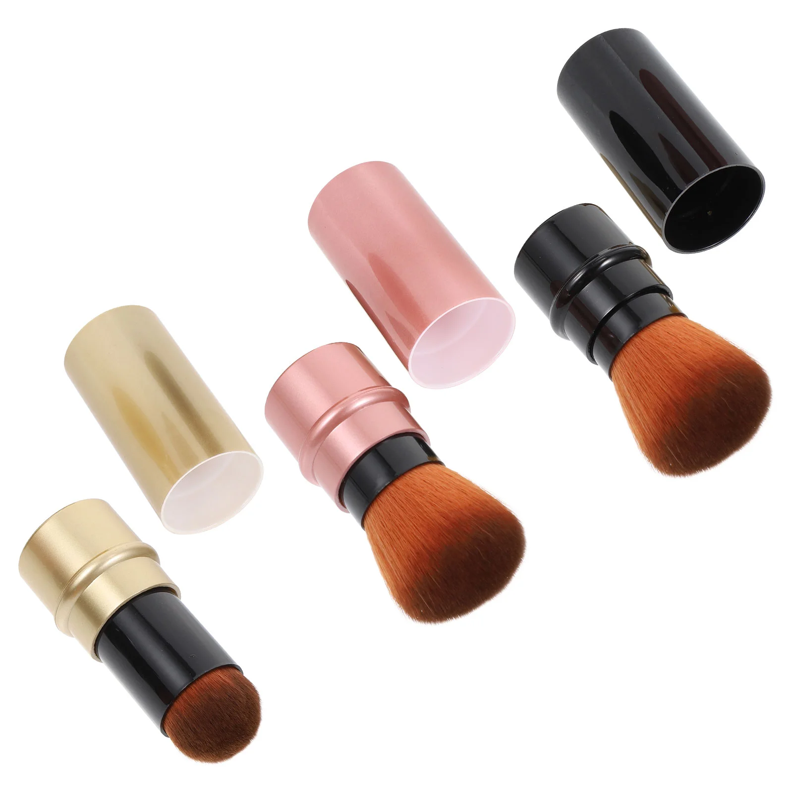 

3 Pcs Retractable Blush Brush for Powder Foundation Cheeks Makeup Beauty Portable