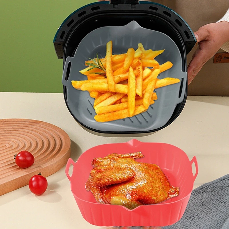 Silicone Basket Pot Tray Airfryer Liner For Air Fryer Reusable Container Kitchen Pan Baking Mold Canister Shape Protector air fryer accessories air fryer liners