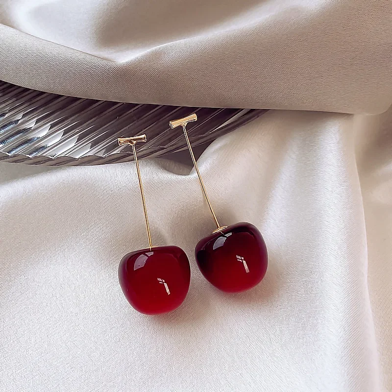 Dangle Earrings Cherry Earrings Drop Earrings Fruit Design Earrings Women Cherry Alloy Drop Dangle Earrings