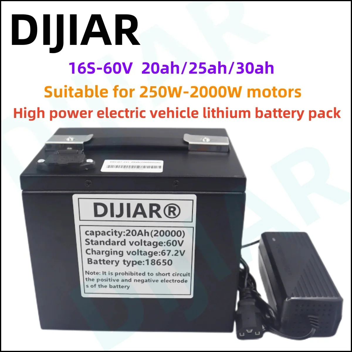 

60V20Ah25Ah30Ah18650 Lithium Battery Pack 250-2000W Electric Bicycle High Capacity Scooter Motorcycle Battery+67.2V 2A Charger