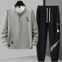 Autumn Tracksuits Plus Size 12XL Men's Sets Fashion Casual Chinese Traditional Style Sweatshirt Pants Suits Male Sets Big Size 2