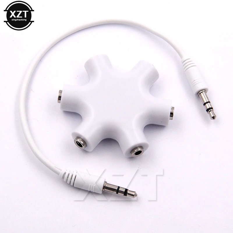

6 Multi Port 3.5mm Earphone Adapter Jack Stereo Headset Splitter Audio Cable Adapter Converter Headset Accessory 1 Point 5 Port