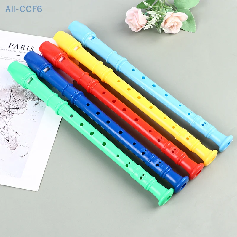 1Pc 8 Holes Plastic Flute Recorder or 10 Holes Wooden Flute Recorder Long Woodwind Instrument Colorful Instruments Gift