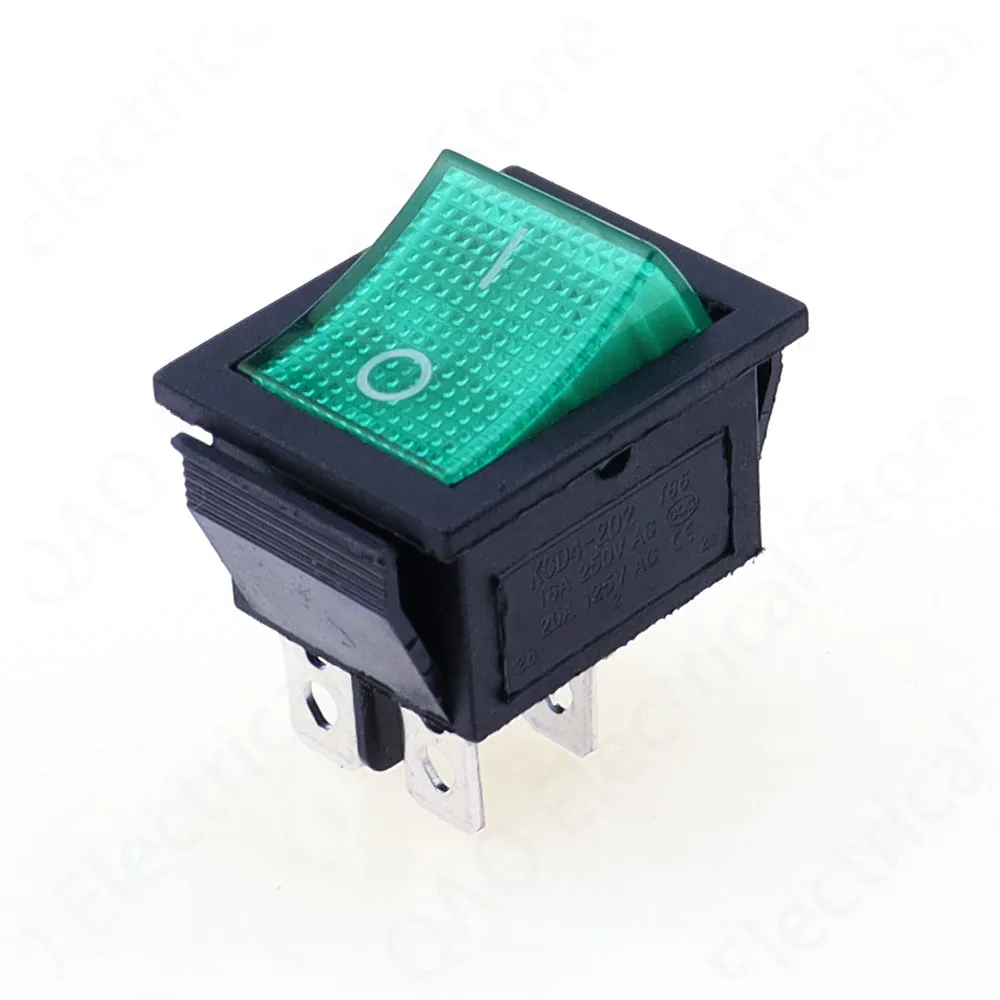 ロッカースイッチ5pcs LR-210 RED/黒い高電流 IP55 4ピン オン-オフ2ポジション 5個 2ポジション 赤色ライト ロッカースイッチ 16A/250V KCD4-20 4ピン ON/OFF トグルスイッチ 35 x