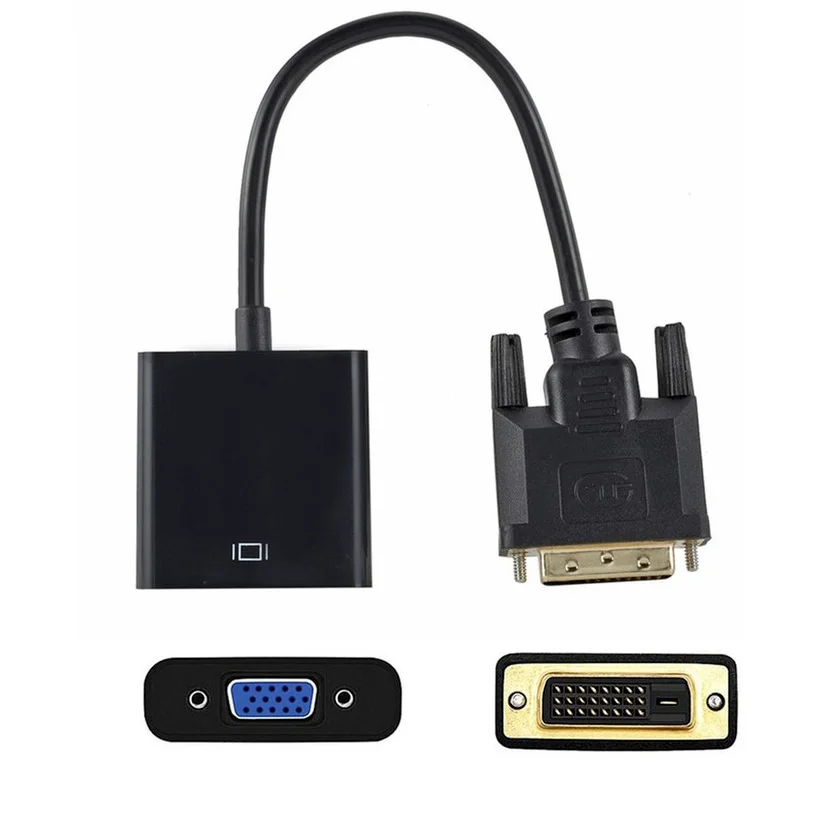 1080P DVI-D Full HD DVI To VGA Adapter Video Cable Converter 24+1 25Pin to 15Pin Cable Converter for PC Computer Monitor DVI2VGA