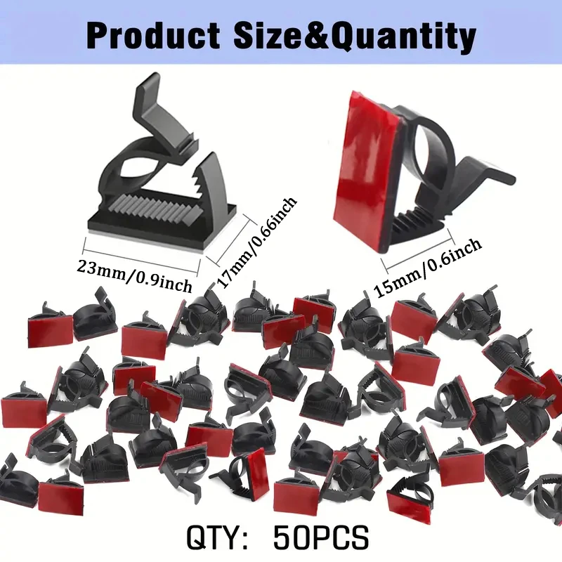 50pcs Mini Outdoor Cable Clips With Adhesive Tapes Light Clips Decoration Self Adhesive Hooks Wire Holder For Decoration